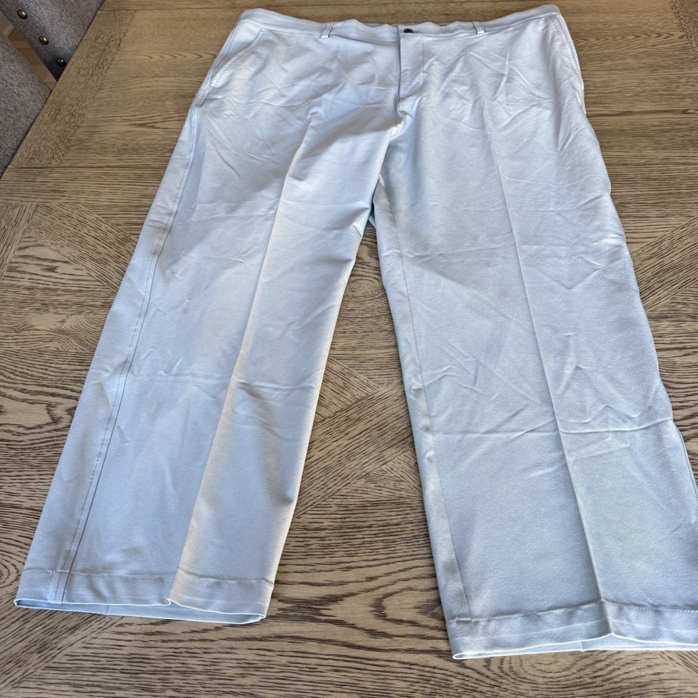 Dunning Mens Golf Pants Light Gray Flat Front Performance Trousers 40x26